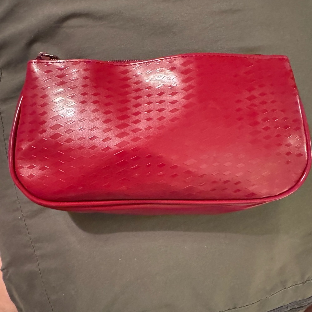 Clinique Textured Red Cosmetic Bag